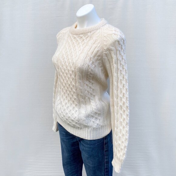 Northern Isles Sweaters - 100% Virgin Wool Cable Knit Cream Sweater.
